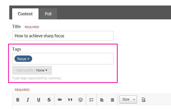 keyword and tags